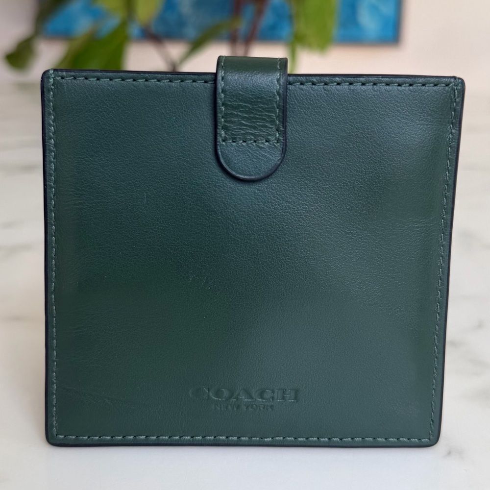 Coach Heritage Card Case Dark Clover Green Leather Snap Wallet C3162 Unisex - Picture 2 of 11